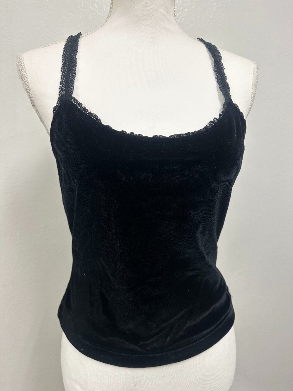 Moschino Jeans Couture Vintage Black Velvet Gothic Style Tank Top Made In Italy